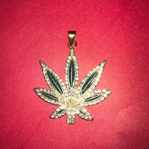 Gold Weed Leaf Pendant